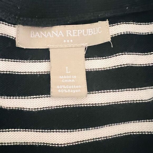 Banana Republic Womens Black Striped Back V-Neck Button Front Cardigan Large - Picture 3 of 4